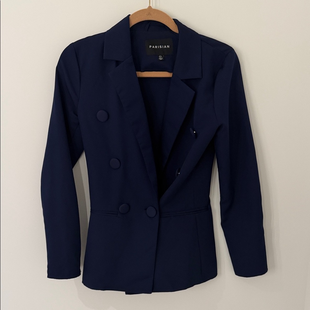 Parisian Fashion Double-Breasted Navy‎ women’s Blazer - Picture 3 of 8
